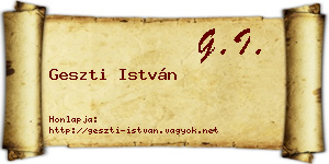 Geszti István névjegykártya