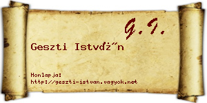 Geszti István névjegykártya
